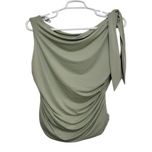 Wayf Womens XL Blouse Drapey Ruched Smooth Tie Shoulder